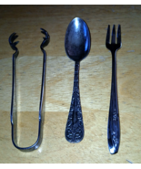 3 PC. VTG SILVER PLATE SMALL SERVING UTENSILS-REED &amp; BARTON CLAW TONGS + 2 - $14.99