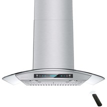 30-Inch Wall Mount Range Hood Tempered Glass 900 Cfm, Kitchen Chimney Vent Stain - £433.24 GBP