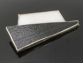 DESIGNER 925 Silver - Vintage Modernist Black &amp; White Enamel Brooch Pin - BP4766 - £100.17 GBP