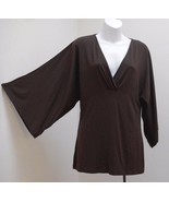 Ann Taylor Loft S Top Brown Tunic Peasant Draped 3/4 Wide Sleeve Made in... - £14.08 GBP