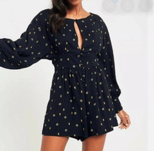 Free People Women’s Romper Love Grows Keyhole Black Combo XS - $602.64 MXN
