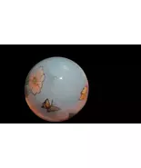 Vintage Hand Blown Glass Egg Reverse Painted Flowers Butterfly 2.5” East... - $12.00