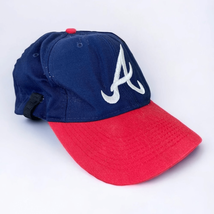 Vintage 90s Atlanta Braves Snapback Hat Logo 7 Mens MLB Baseball Blue Red - £13.24 GBP