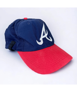 Vintage 90s Atlanta Braves Snapback Hat Logo 7 Mens MLB Baseball Blue Red - £13.03 GBP