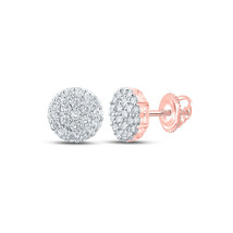 10kt Rose Gold Mens Round Diamond Cluster Earrings 2-1/2 Cttw - £1,488.95 GBP