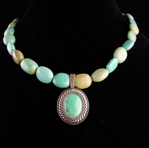 Chunky LARGE turquoise Necklace /  signed sterling pendant /  Carolyn Pollack /  - £115.90 GBP