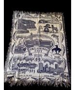 Oklahoma City Tapestry Throw Blanket Blue &amp; White Vintage 56x44&quot; Zoo Bri... - €47,36 EUR