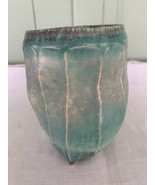 Handmade Aqua Pottery, Mid Century Modern Brutalist Style Vase Unsigned - £29.98 GBP