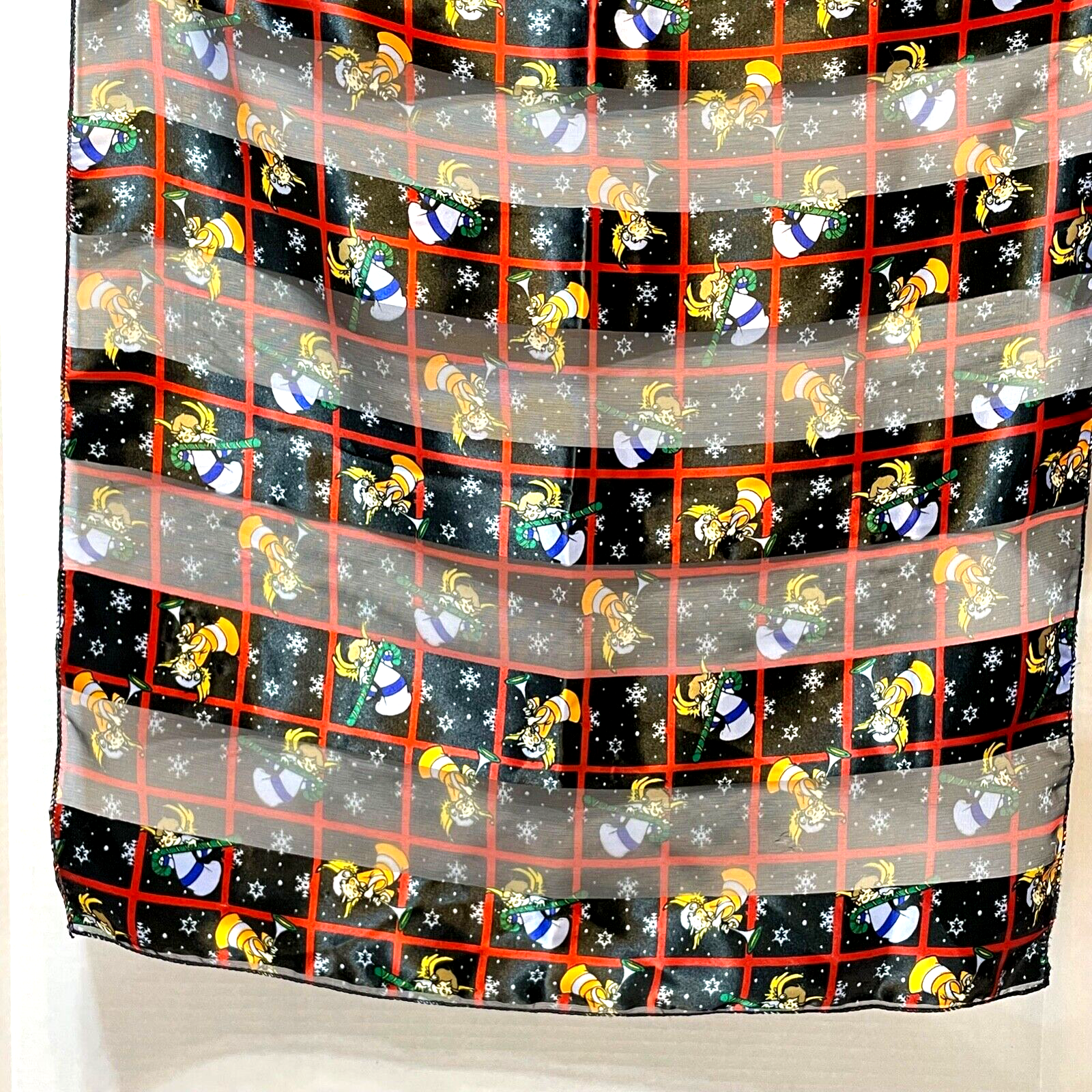 Primary image for Vintage Christmas Angels Black Multicolor Women Head Neck Sheer Scarf 20 x 20"