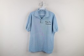 Vintage 70s Mens XL Distressed Oregon Recreation Collared Polo Shirt Blu... - $19.75