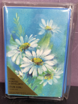 Vintage Daisey Blue White Flowers Note Cards American Greetings 70s - £7.75 GBP