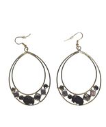 Handcrafted Teardrop Earrings Gold Frame Mixed Stones Artistic Boho Dangle - $650.02 MXN