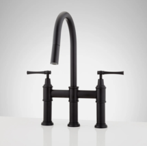 New Black 30&quot; Pull Down Bridge Kitchen Faucet With Cylindrical Modern Sp... - £263.39 GBP