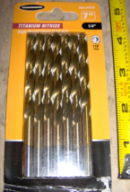 7 Drill Bit Set 1/4&quot; in 118 degree Point Titanium Nitride High Speed Ste... - $28.32