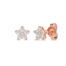 14k Rose Gold 0.25Ct TW Lab Created Round Diamond Star Stud Earrings for Women - £310.60 GBP