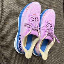 Hoka One One Women&#39;s Clifton 9 Pink Blue Athletic Shoes - Size 9.5B - $47.99