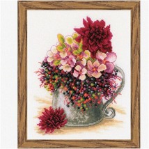 Blushing Blooms Cross-Stitch Kit: Create a Stunning Pink Bouquet with this Engag - $116.77