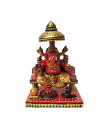 Wood Hand Painted Ganesh Idol/Murti/Ganapati Statue Showpiece Gift Item ... - £62.90 GBP