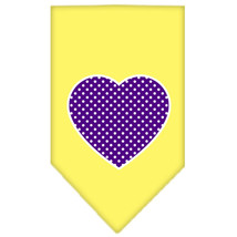 Purple Swiss Dot Heart Screen Print Bandana Yellow Size Large - £9.11 GBP