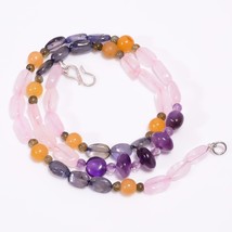 Naturel Rose Quartz Améthyste Iolite Gemme Perles Collier 4-12 MM 18 &quot; UB-8088 - £8.52 GBP