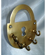 Solid Brass Rustic Keyhole Lock Wall Mount w/ Five Hanging Hooks for Keys - $370.63 MXN