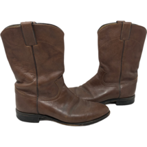 Justin Men&#39;s Jackson Brown Leather Cowboy Boots Size 7 D Western Rancher... - £79.02 GBP