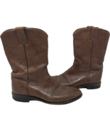 Justin Men&#39;s Jackson Brown Leather Cowboy Boots Size 7 D Western Rancher... - £77.31 GBP