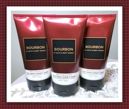 Bath &amp; Body Works 2-in-1 Body Scrub &amp; Wash BOURBON For Men 8 fl oz (x3) - £29.90 GBP