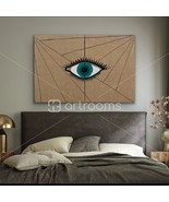 Textured Eye Sees All Linen Wall Art 2 Panels XXL. Boho, Mid-Century Ins... - $465.50