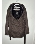 Dennis by Dennis Basso Faux Fur Suede Brown Coat Jacket Size Medium - $64.99