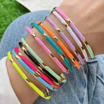5Pcs New Design Thin Colorful Enamel Bangles Bracelets for Women Party Fashion B - £42.53 GBP