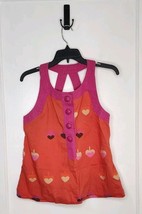 MARC JACOBS Womens Size 10 Orange Pink Tank Top Button Up Acorn Hearts - $18.00