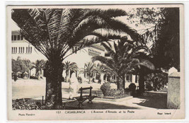 Avenue d&#39;Amade et Poste Street Scene Casablanca Morocco RPPC Real Photo postcard - £5.05 GBP