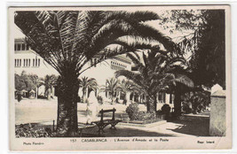 Avenue d&#39;Amade et Poste Street Scene Casablanca Morocco RPPC Real Photo postcard - £4.81 GBP