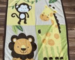 Tiddliwinks Fleece Baby Blanket Monkey Giraffe Lion Brown Yellow Tan 35.... - $22.79