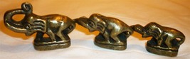 Antique Solid Brass Bronze Feng Shui Elephant Set Of 3 - £18.65 GBP