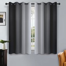 Gradient Black To Grey White Light Blocking Thermal Insulated Grommet Window - $55.95