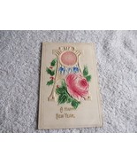 Embossed Red Rose Tower clock Early 1900s Happy New Year Postcard Posted - $471.90 MXN