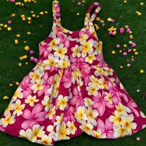 Pacific Legend Girls Plumeria pink yellow white Toddler Bungee Dress 6-9... - £12.68 GBP