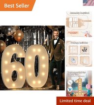4FT Marquee Numbers 60 Light up th Birthday Decorations Large Numbers Bi... - $112.69