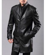 Leather Jacket Blazer Long Coat S Men Button Two Fit Slim Mens Black Lam... - $3,348.18 MXN
