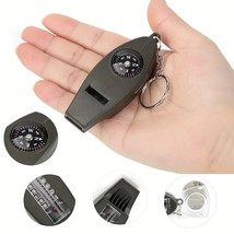4in1 Outdoor Survival Keychain Compass Thermometer Magnifier Emergency Whistle  - £4.00 GBP