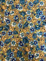 1 3/4 yard Pansy Gray Background Blue and Yellow Pansies Durable Cotton Fabric - £17.31 GBP