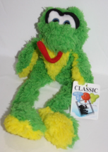Classic Toy Long Legs Frog 13&quot; Green Yellow Plush Bendable Red Tongue So... - £17.79 GBP