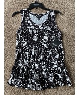 Simply Vera Wang Black &amp; White Floral Print Sleeveless Tank Top - Size S... - £14.74 GBP