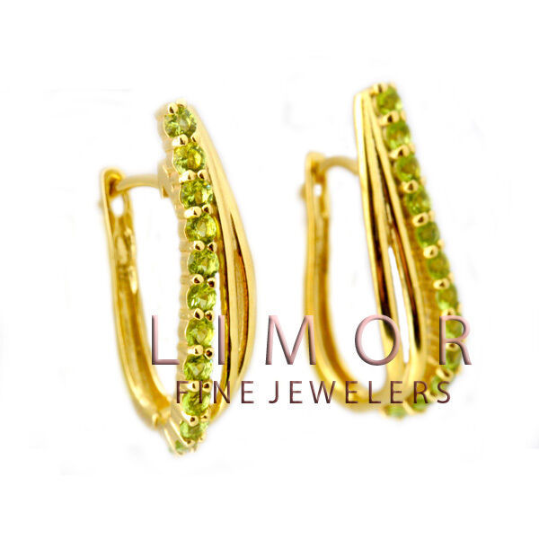 Primary image for 1CT Women's Unique Round Peridot 14K Gold Plated 925 Silver Hoop Earrings 