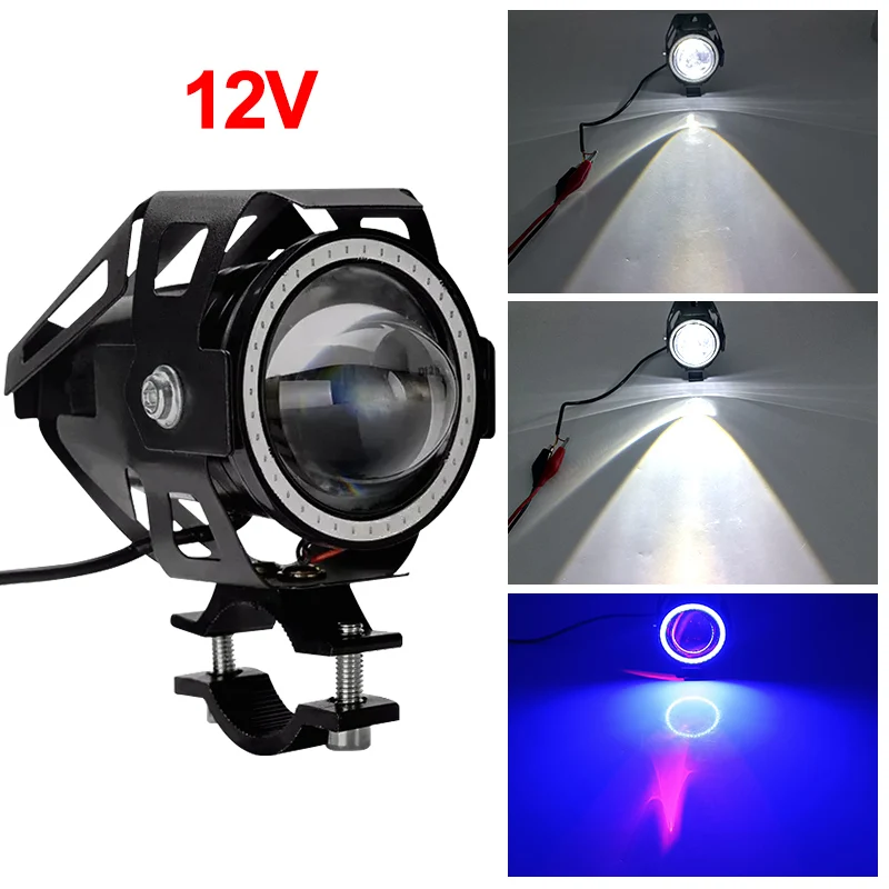 Motorcycle Headlight Abgle Eyes 12V Additional Spotlights Fog Head Light Univers - £609.84 GBP