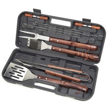 Cuisinart 13 Piece Wooden Grill Tool Set - Includes Spatula, Brush, Tongs, 4 Sta - £21.82 GBP