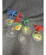 Lot Of Vintage Christmas Ornaments Acrylic Glass Friendship Is A Gift - $11.88