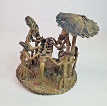 Ashanti Kuduo African Cast Bronze Container LID ONLY to Funerary Vessel Tribal - $84.10